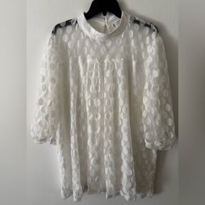 Shannon Ford New York White Sheer Polka Dot Flowy Top 3x